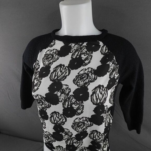 J Crew Womens Sweater XS Black Floral Sheer Y2K Retro Preppy Timeless Indie Twee - Picture 3 of 10
